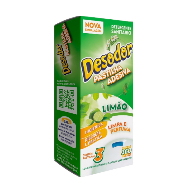 DESODOR PASTILHA ADESIVA 33G LIMAO C/3