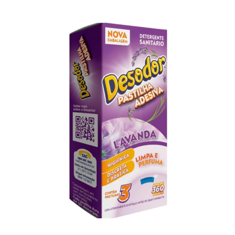 DESODOR PASTILHA ADESIVA 33G LAVANDA C/3