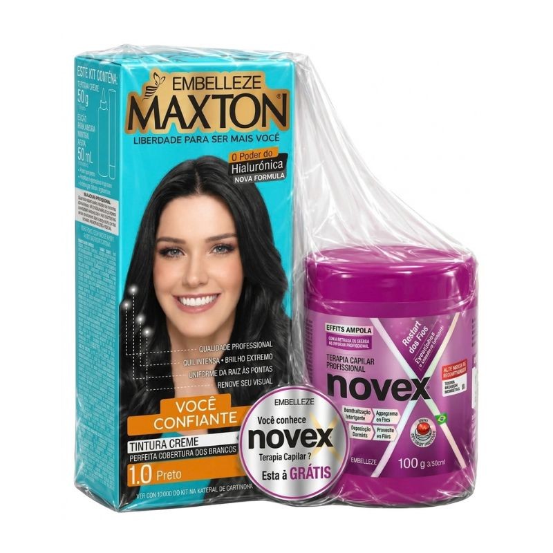 TINT MAXTON 1.0 PRETO + CR NOVEX 100G